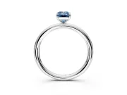 Low-Set Solitaire Engagement Ring Setting for Fancy Blue Emerald Cut Center with Thin Plain Band and Prong Head in Sterling Silver