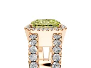 Halo Engagement Ring Setting for Fancy Yellow Radiant Cut Center with Wide-Open Pave Split Shank and Prong Head in Rose Gold