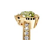 Milgrain Halo Engagement Ring Setting for Fancy Yellow Heart-Shaped Center with Wide Pave Band and Prong Head in Yellow Gold
