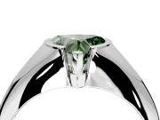 Tension Engagement Ring Setting for Fancy Green Heart-Shaped Center with Wide Tapered Band and Tension Head in Sterling Silver