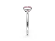 Solitaire Engagement Ring Setting for Fancy Pink Radiant Cut Center with Plain Band, Open Basket and Prong Head in Sterling Silver