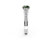 Solitaire Engagement Ring Setting for Fancy Green Round Cut Center with Channel Band and Double Claw Prong Head in Platinum
