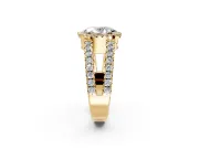 Halo Engagement Ring Setting for Oval Center with Wide-Open Pave Split Shank and Prong Head in Yellow Gold