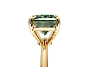 Minimalist Solitaire Engagement Ring Setting for Fancy Green Princess Cut Center with Thin Band and Prong Head in Yellow Gold