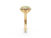 Starburst Halo Engagement Ring Setting for Fancy Yellow Radiant Cut Center with Thin Round-Wire Band and Prong Head in Yellow Gold