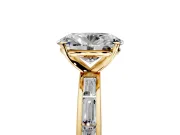 Solitaire Engagement Ring Setting for Oval Center with Channel Baguette Band and Prong Head in Yellow Gold