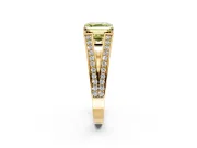 Split Shank Engagement Ring Setting for Fancy Yellow Asscher Cut Center with Pave Split Shank and Prong Head in Yellow Gold