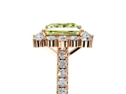 Halo Engagement Ring Setting for Fancy Yellow Princess Cut Center with Single-Row Pave, Open Basket and Prong Head in Rose Gold