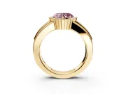 Halo Engagement Ring Setting for Fancy Pink Heart-Shaped Center with Wide Band, Inlaid Accent Row and Prong Head in Yellow Gold