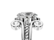 Solitaire Engagement Ring Setting for Oval Center with Twisted Band and Scroll Prong Head in Platinum