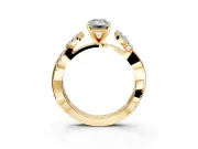 Floral Engagement Ring Setting for Emerald Cut Center with Trailing Marquise Accents and Prong Head in Yellow Gold