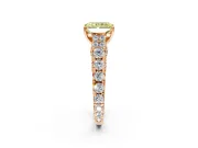 Solitaire Engagement Ring Setting for Fancy Yellow Radiant Cut Center with Pave Cathedral Shoulders and Prong Head in Rose Gold
