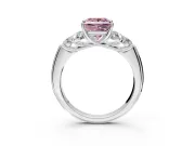 Cluster Engagement Ring Setting for Fancy Pink Princess Cut Center with Round Cut Accent Frame and Prong Head in Platinum