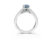Solitaire Engagement Ring Setting for Fancy Blue Oval Center with Crossover Accents and Prong Head in Sterling Silver