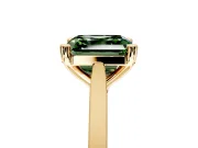 Solitaire Engagement Ring Setting for Fancy Green Asscher Cut Center with Tapered Shoulders and Prong Head in Yellow Gold