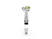 Solitaire Engagement Ring Setting for Fancy Yellow Heart-Shaped Center with Princess Cut Channel Band and Prong Head in Platinum