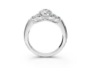 Cluster Engagement Ring Setting for Pear-Shaped Center with Round Cut Accent Frame and Prong Head in White Gold
