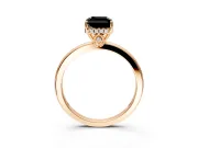 Solitaire Engagement Ring Setting for Fancy Black Radiant Cut Center with Fine Wire Band and Prong Head in Rose Gold