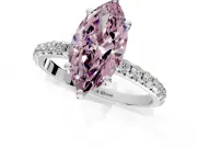 Solitaire Engagement Ring Setting for Fancy Pink Marquise Center with Micro Pave Band and Prong Head in Platinum