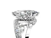 Solitaire Engagement Ring Setting for Marquise Center with Pave Bypass Twist Band and Prong Head in White Gold