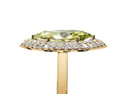 Halo Engagement Ring Setting for Fancy Yellow Marquise Center with Plain Tapered Band and Prong Head in Yellow Gold