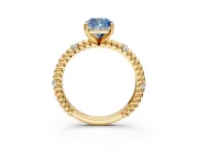 Rope Engagement Ring Setting for Fancy Blue Cushion Cut Center with Accent Shoulders and Prong Head in Yellow Gold