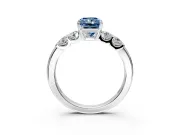 5 Stone Engagement Ring Setting for Fancy Blue Radiant Cut Center with Plain Band and Prong Head in White Gold