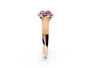 Halo Engagement Ring Setting for Fancy Pink Cushion Cut Center with Knife Ridge Cathedral Band and Prong Head in Rose Gold