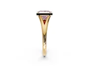 Solitaire Engagement Ring Setting for Fancy Pink Princess Cut Center with V Split Shank and Bezel Head in Yellow Gold