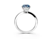 Solitaire Engagement Ring Setting for Fancy Blue Round Cut Center with Plain Band and Tulip Prong Head in Platinum
