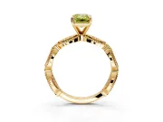 Solitaire Engagement Ring Setting for Fancy Yellow Emerald Cut Center with Marquise Panel Band and Prong Head in Yellow Gold