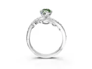 Solitaire Engagement Ring Setting for Fancy Green Marquise Center with Pave Bypass Twist Band and Prong Head in White Gold