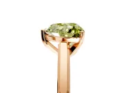 Solitaire Engagement Ring Setting for Fancy Yellow Heart-Shaped Center with Flat-Sided Plain Band and Prong Head in Rose Gold