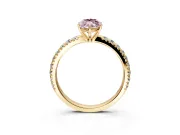 Solitaire Engagement Ring Setting for Fancy Pink Marquise Center with Large Accent Band and Prong Head in Yellow Gold