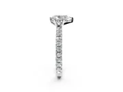 Solitaire Engagement Ring Setting for Pear-Shaped Center with Shared-Prong Accents and Prong Head in Platinum