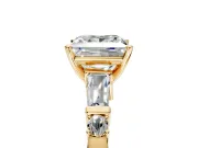 Bar-Set Engagement Ring Setting for Princess Cut Center with Tapered Baguette Accents and Prong Head in Yellow Gold