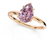 Low-Set Solitaire Engagement Ring Setting for Fancy Pink Pear-Shaped Center with Thin Plain Band and Prong Head in Rose Gold