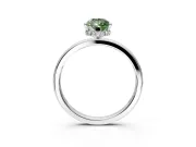 Hidden Halo Engagement Ring Setting for Fancy Green Pear-Shaped Center with Plain Band and Tall Prong Head in Sterling Silver