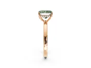Solitaire Engagement Ring Setting for Fancy Green Radiant Cut Center with Fine Wire Band and Prong Head in Rose Gold