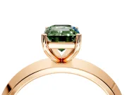 Solitaire Engagement Ring Setting for Fancy Green Emerald Cut Center with Wide Knife Ridge Band and Prong Head in Rose Gold