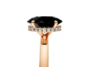 Hidden Halo Engagement Ring Setting for Fancy Black Oval Center with Plain Band and Tall Prong Head in Rose Gold