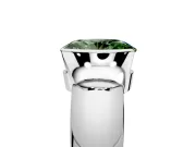 Tension Engagement Ring Setting for Fancy Green Oval Center with Wide Flat Band and Tension Head in Sterling Silver