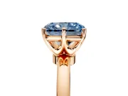 Solitaire Engagement Ring Setting for Fancy Blue Radiant Cut Center with Plain Band and Tulip Prong Head in Rose Gold