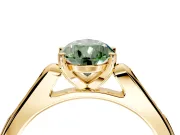 Solitaire Engagement Ring Setting for Fancy Green Pear-Shaped Center with Channel Accents and Prong Head in Yellow Gold