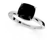 Hidden Halo Engagement Ring Setting for Fancy Black Cushion Cut Center with Plain Band and Tall Prong Head in White Gold