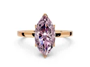 Solitaire Engagement Ring Setting for Fancy Pink Marquise Center with Thin Rounded Plain Band and Prong Head in Rose Gold