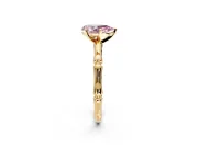 Solitaire Engagement Ring Setting for Fancy Pink Pear-Shaped Center with Bamboo Band and Prong Head in Yellow Gold