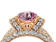 Pave Engagement Ring Setting for Fancy Pink Round Cut Center with Curved Accent Rows, Openwork and Prong Head in Rose Gold