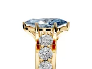 Solitaire Engagement Ring Setting for Fancy Blue Marquise Center with Graduated Shared Prongs and Prong Head in Yellow Gold