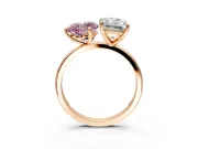 Fancy Pink Heart-Shaped and Emerald Cut Lab-Grown Diamond Toi et Moi Engagement Ring with Prong-Set Stones in Rose Gold